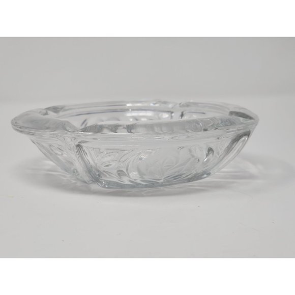 Vintage KIG Indonesia Ashtray Pressed Etched Glass Rose‎ Pattern - Picture 3 of 9